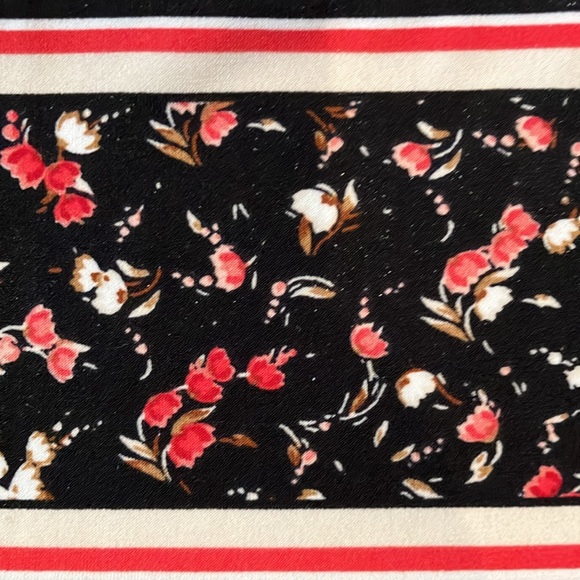 WHBM cold shoulder raglan sleeve black dress with pink floral striped design - Picture 12 of 15